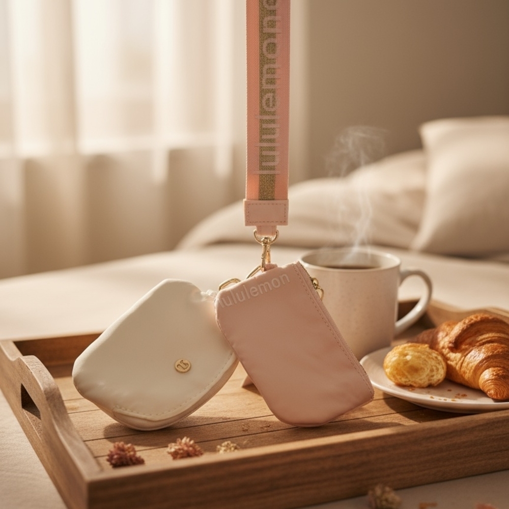 NWT Vapor / Gold / White Lululemon Dual Pouch Wristlet